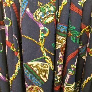 Vintage Breeches Maxi Skirt Womens Blue Crest Chain Printed XS/S 6